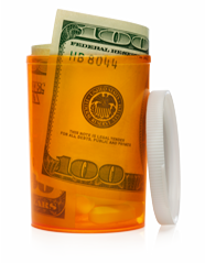Medicine jar with 100 dollar bill in it