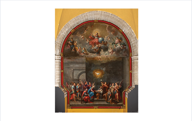 Francisco Antonio Vallejo’s painting Los cinco señores con los siete arcángeles y la Santísima Trinidad or The Five Lords with the Seven Archangels and the Holy Trinity.